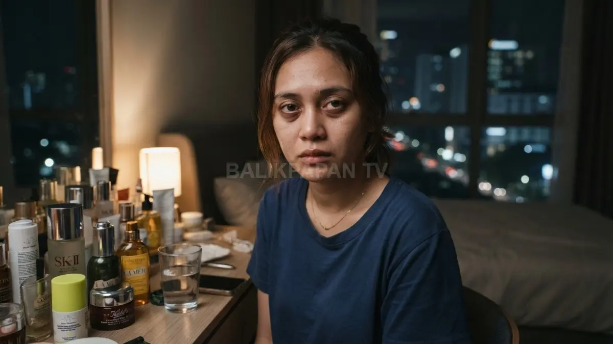 Wajah terlihat kusam meski menggunakan skincare premium karena dipengaruhi hidrasi, tidur, dan stres. (BTV/AI)