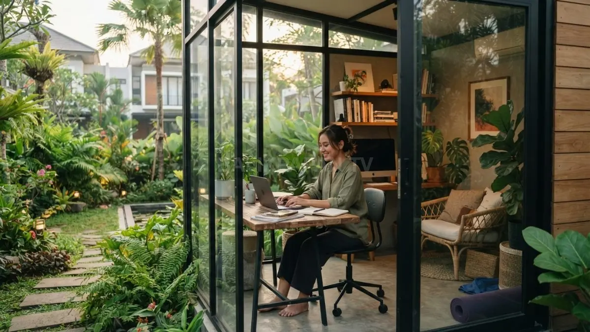 Garden studio menghadirkan ruang kerja nyaman terpisah di halaman rumah untuk produktivitas sekaligus relaksasi maksimal setiap (BTV/AI)