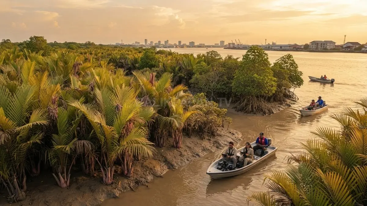 Hamparan pohon nipah tumbuh di kawasan mangrove dan muara sungai Kalimantan. (BTV/AI)