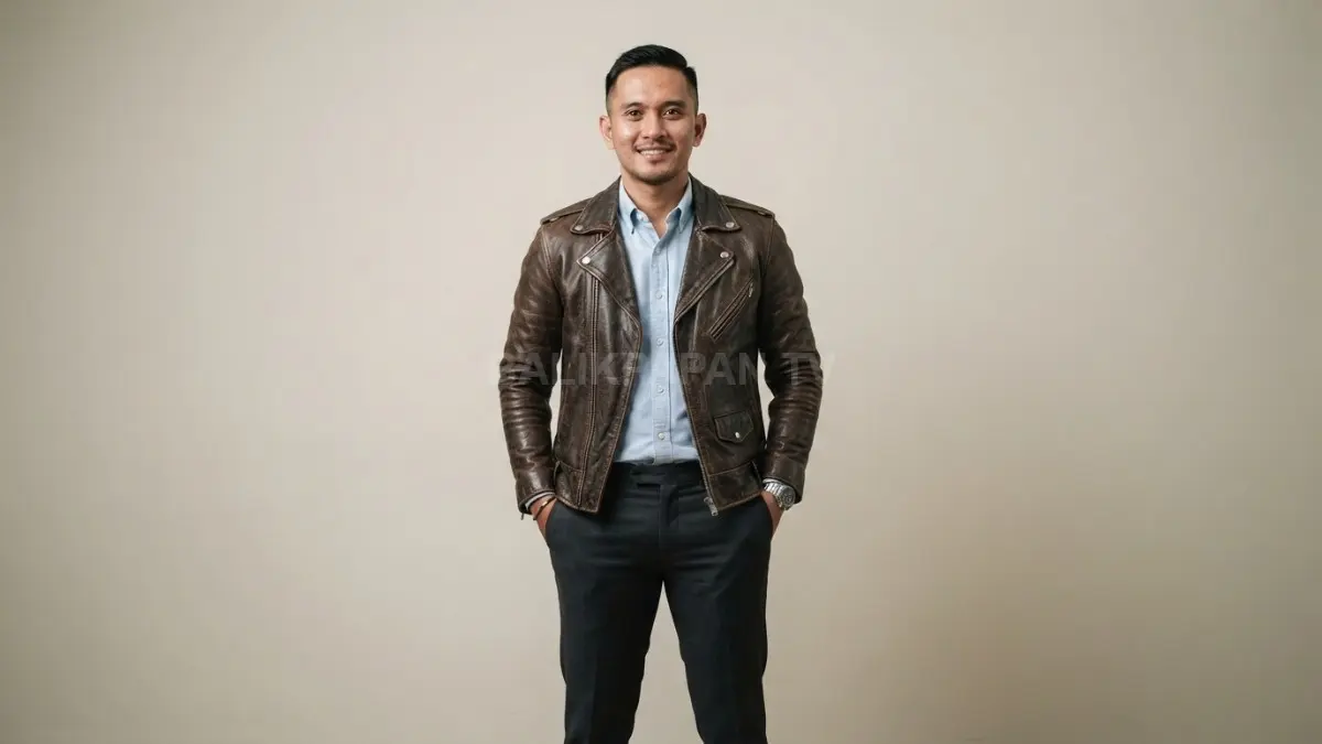 Jaket kulit menghadirkan tampilan semi formal yang rapi, modern, sekaligus fleksibel sebagai pengganti blazer elegan sehari-hari (BTV/AI)