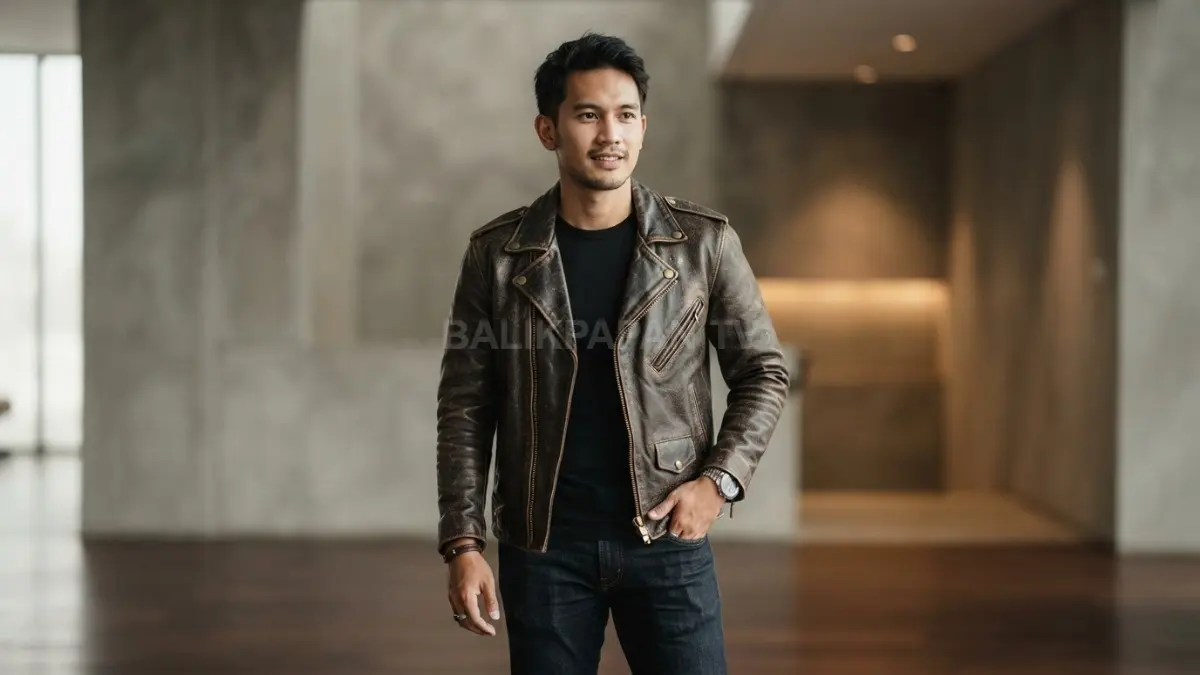 Jaket kulit vintage menghadirkan karakter autentik, detail klasik, kualitas tahan lama, serta gaya personal yang semakin diminati (BTV/AI)