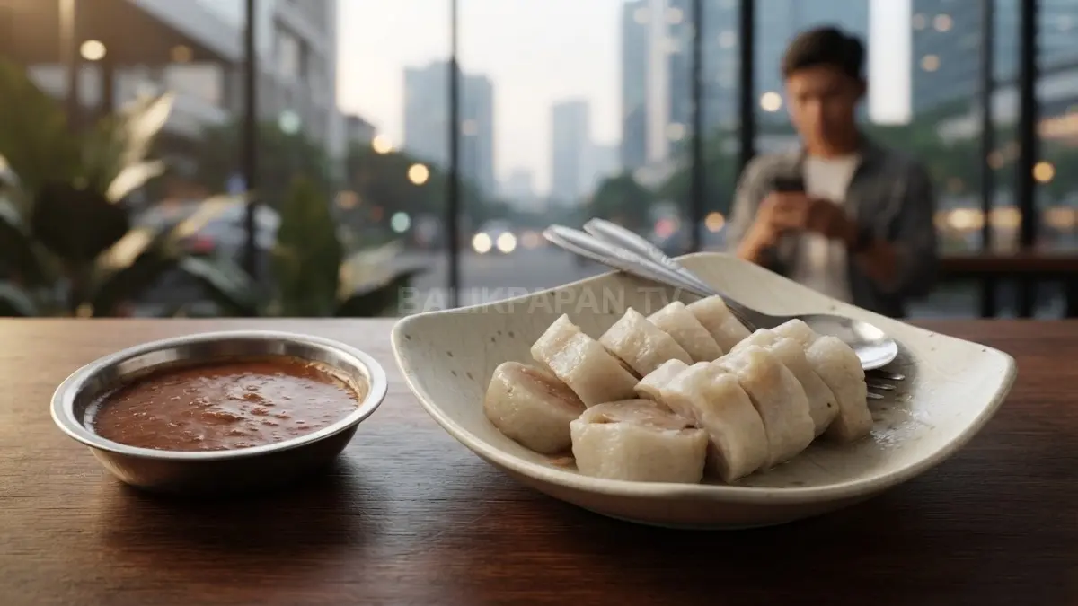 Kerupuk basah khas Kapuas Hulu berbahan ikan air tawar disajikan hangat bersama sambal khas. (BTV/AI)