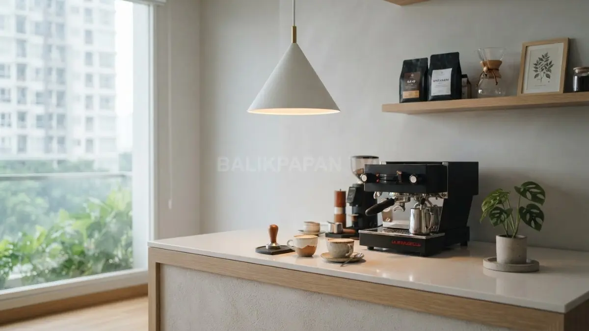 Lampu cone berbentuk kerucut menghadirkan pencahayaan terarah, mempertegas nuansa modern sekaligus nyaman pada interior rumah. (BTV/AI)