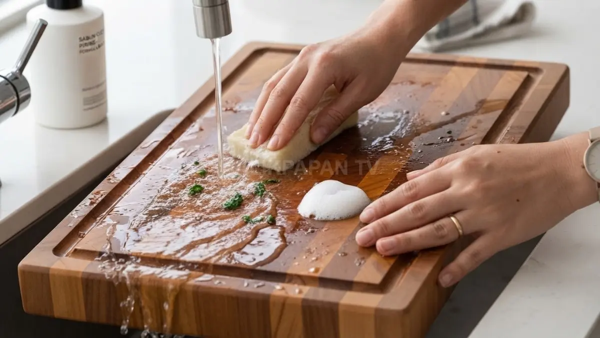 Perawatan talenan kayu yang tepat menjaga kebersihan dapur sekaligus mengurangi bau membandel setiap hari bersama. (BTV/AI)