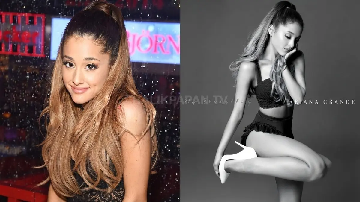 Potret cover Ariana Grande dalam sampul lagu ikonik berjudul Love Me Harder. (BTV/Ai)