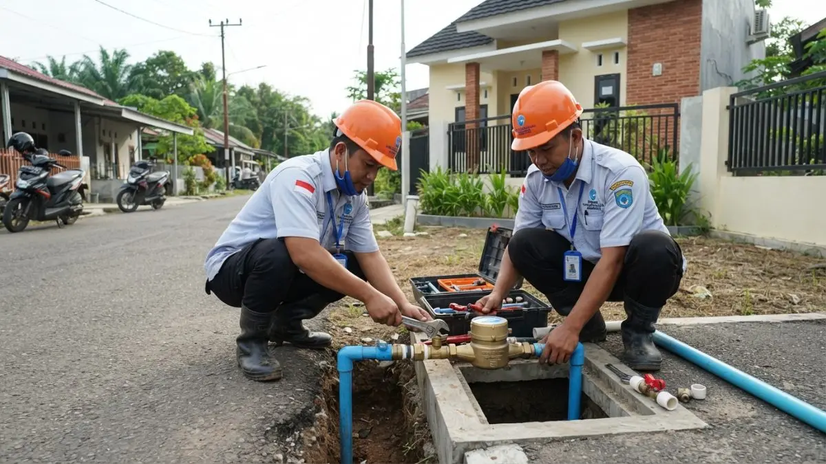 proses pemasangan sambungan rumah resmi melalui Perumda Tirta Kencana Samarinda. (BTV/AI)
