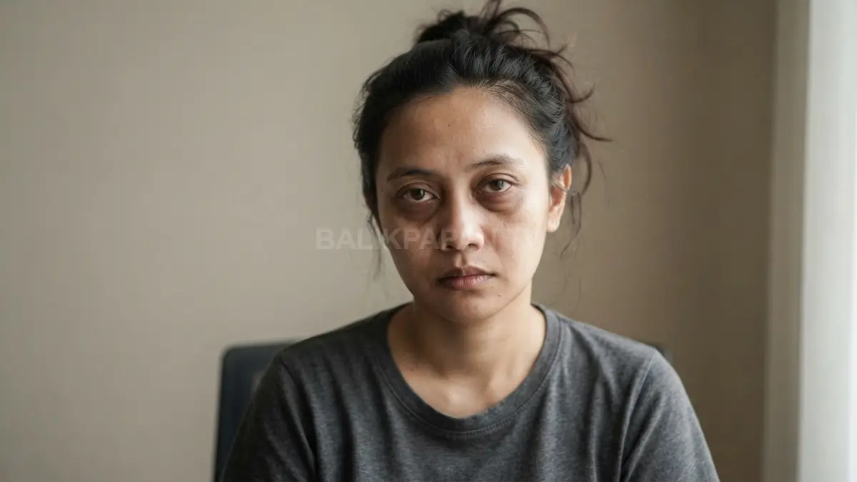 Wajah tampak kusam dengan mata sembap akibat kurang tidur berkepanjangan memengaruhi kesehatan kulit secara nyata cepat (BTV/AI)
