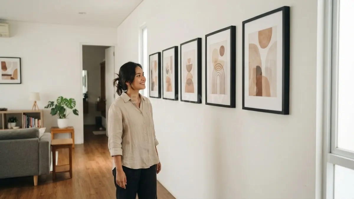 Galeri lukisan minimalis memadukan estetika, kenyamanan, fungsi, dan penataan harmonis untuk mempercantik setiap ruangan rumah (BTV/AI)
