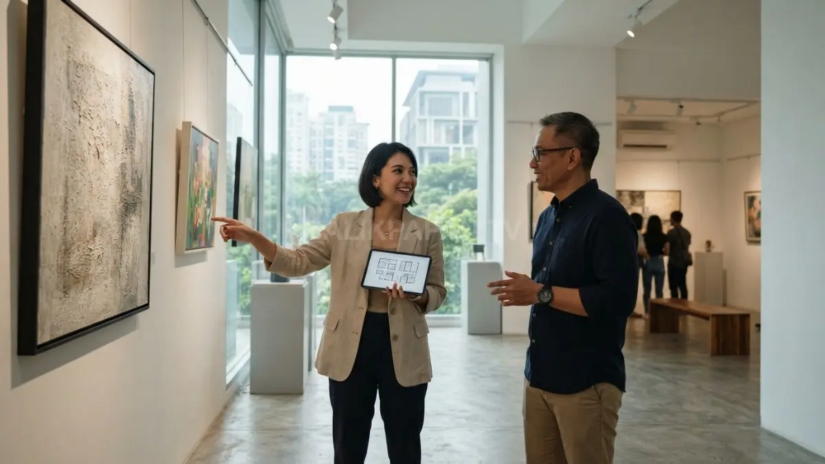 Galeri lukisan minimalis menghadirkan ruang estetis, nyaman, fungsional, dengan pencahayaan optimal untuk menikmati karya seni (BTV/AI)

