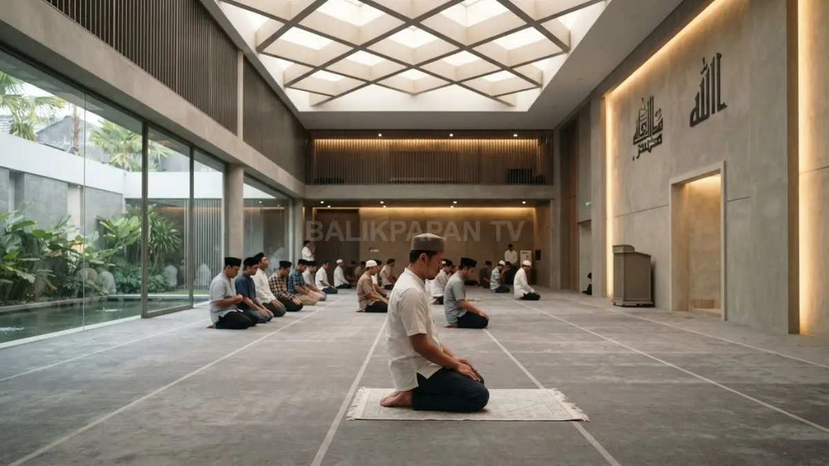 Masjid minimalis memadukan desain elegan, pencahayaan nyaman, tata ruang fungsional, dan suasana ibadah khusyuk berkesan (BTV/AI)
