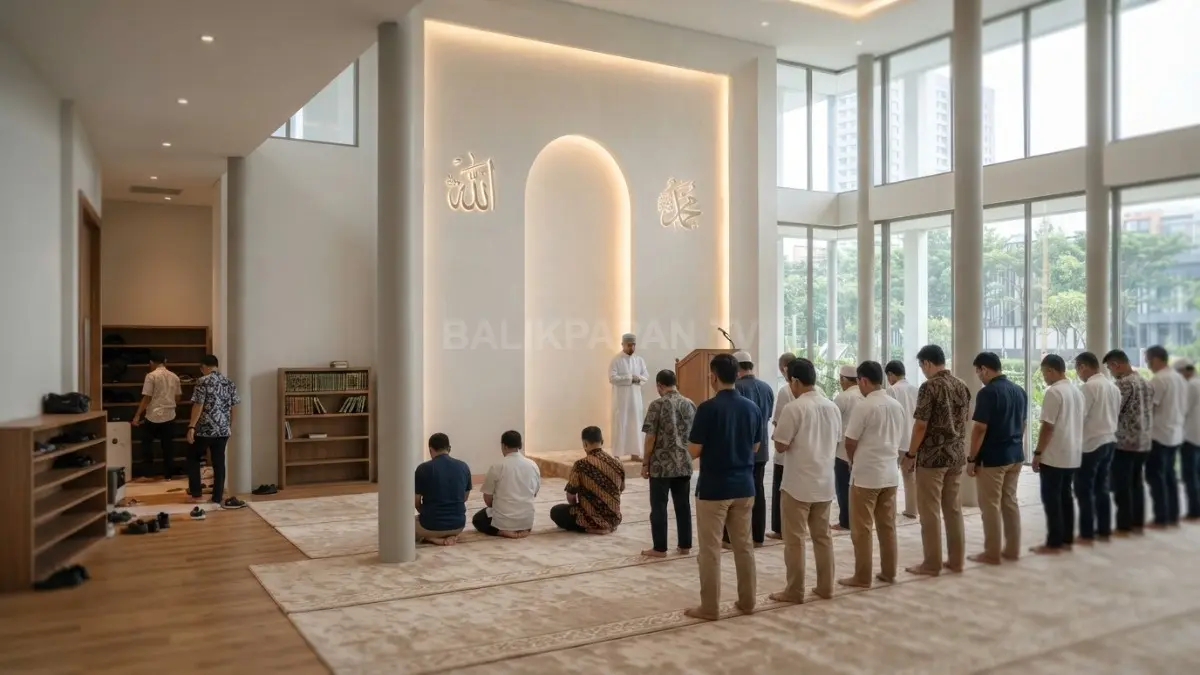 Masjid minimalis menghadirkan interior nyaman, estetis, lapang, dan mendukung kekhusyukan ibadah serta kegiatan masyarakat bersama (BTV/AI)
