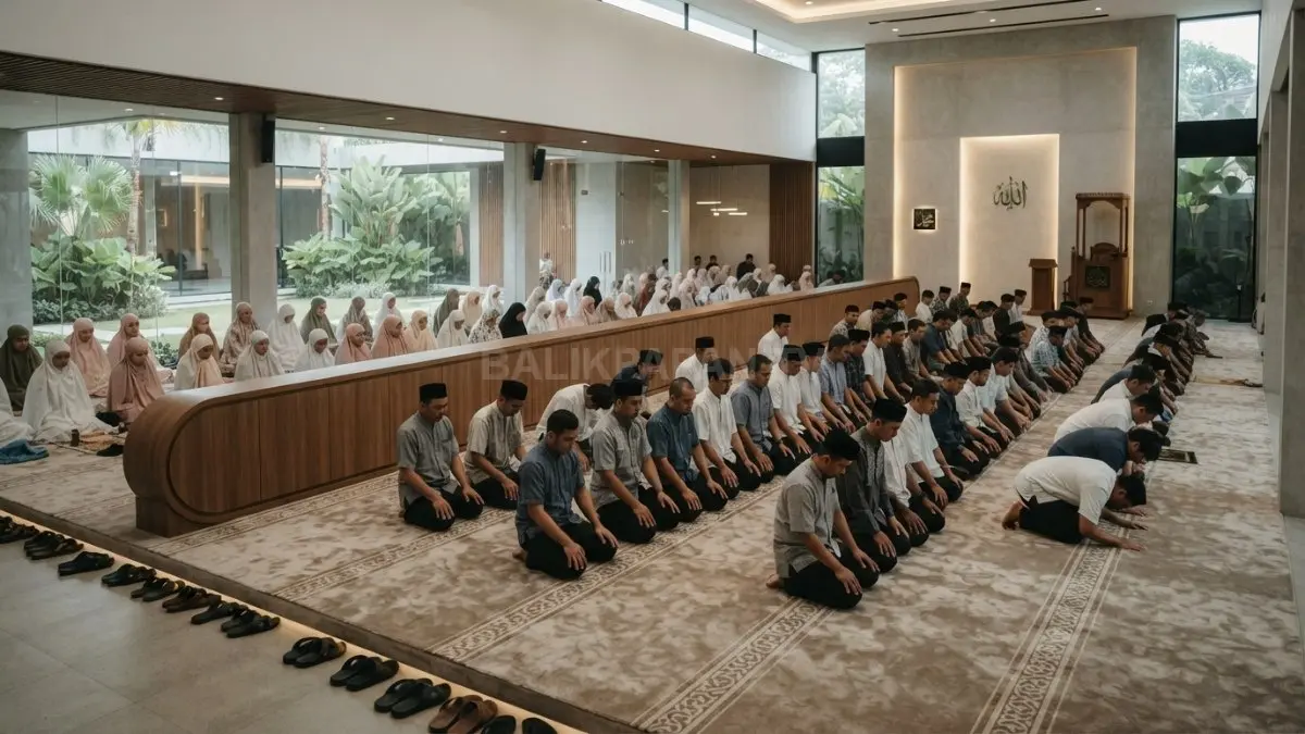 Masjid minimalis menghadirkan kenyamanan beribadah melalui desain fungsional, estetis, fasilitas lengkap, dan suasana khusyuk bersama (BTV/AI)
