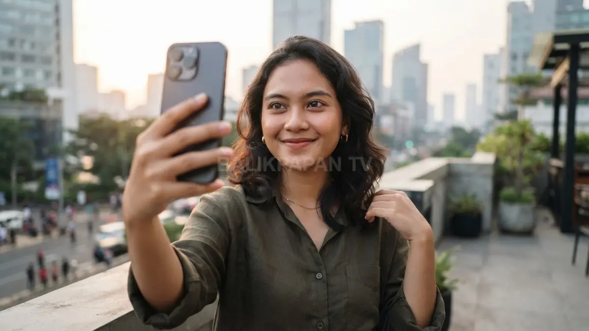 Mengarahkan pandangan ke dahi saat swafoto portrait membantu menghasilkan ekspresi alami dan foto lebih menarik (BTV/AI)

