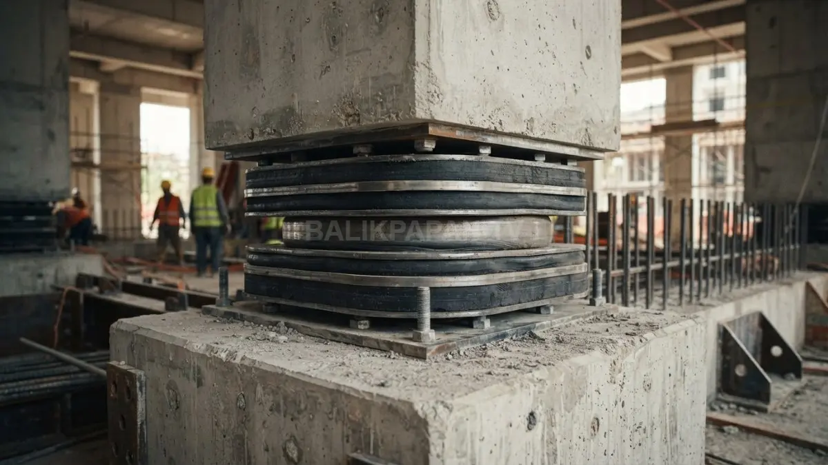 Peredam karet berinti timbal menyerap energi getaran untuk meredam serta menghentikan ayunan bangunan. (BTV/Ai)