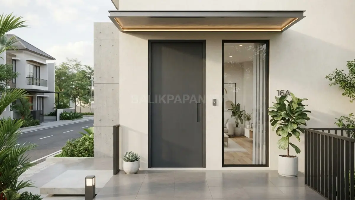 Pintu minimalis tanpa ornamen berwarna netral menghadirkan tampilan bersih, modern, serasi untuk berbagai konsep hunian (BTV/AI)