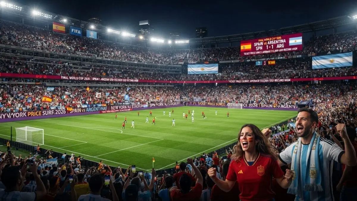Final Piala Dunia 2026 menghadirkan duel Spanyol dan Argentina dengan tiket bernilai sangat fantastis dunia. [BTV:AI]