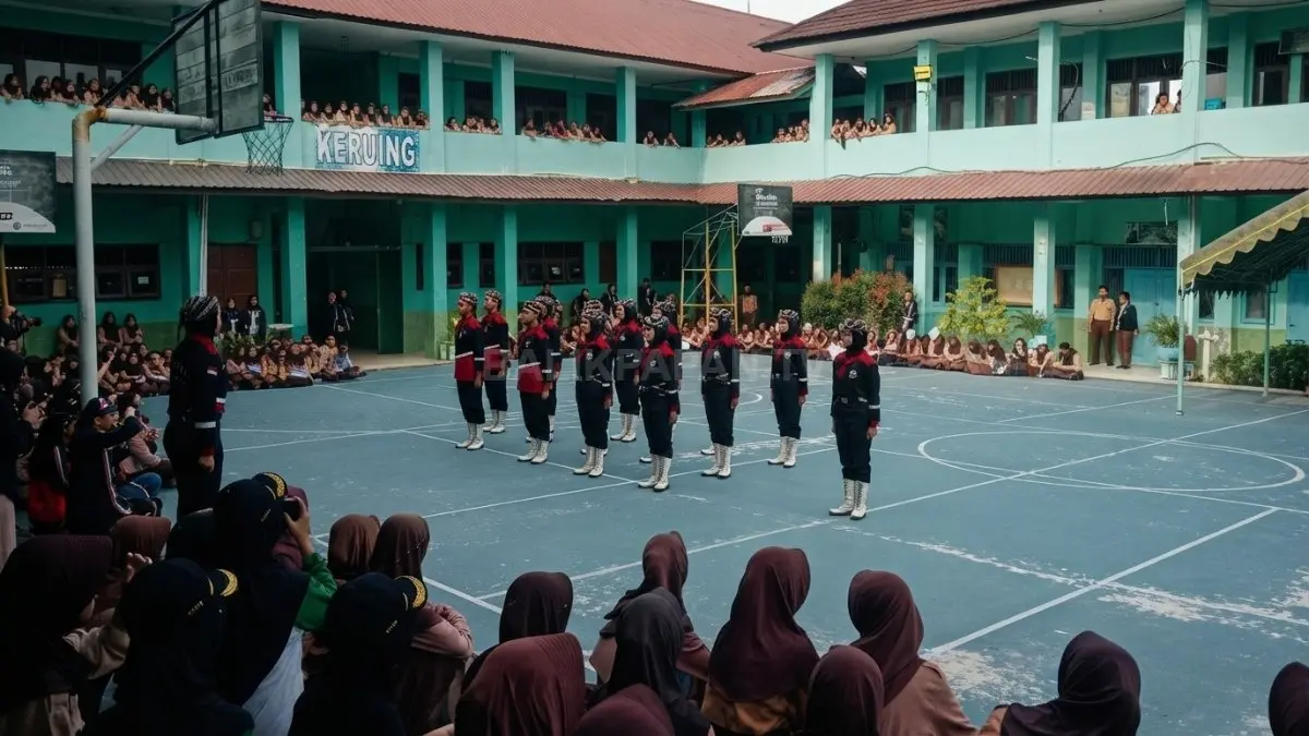 Parade ekstrakurikuler SMKN 2 Balikpapan memperkenalkan organisasi, mengembangkan potensi, dan membangun karakter peserta didik baru (BTV/AI)

