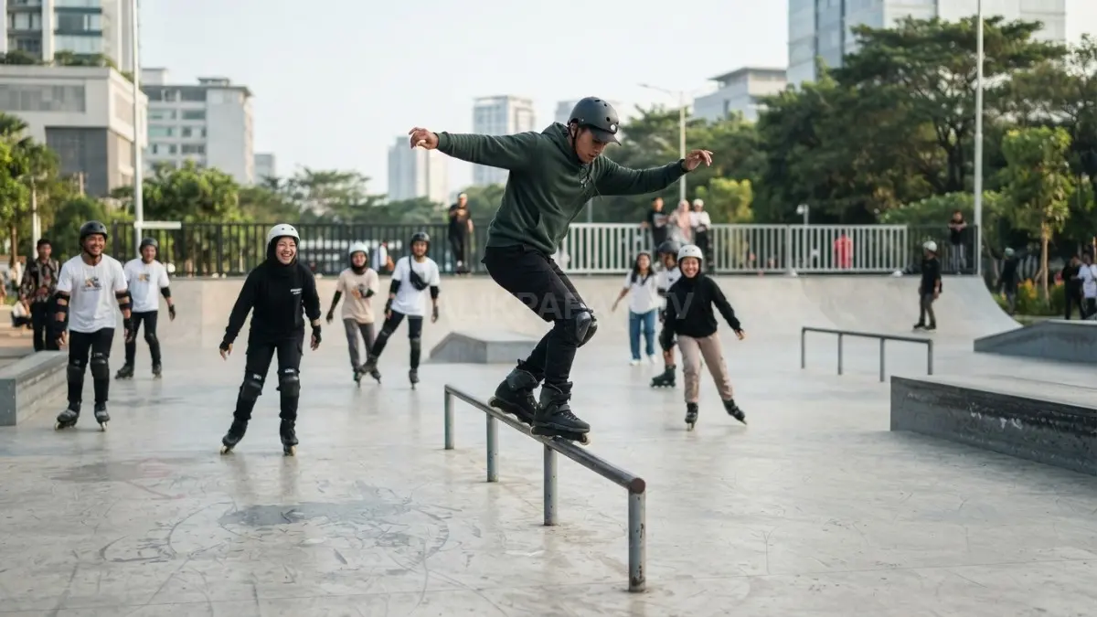 Aksi sepatu roda bergaya freestyle menarik perhatian berkat media sosial dengan nuansa estetik memikat banyak orang (BTV/AI)