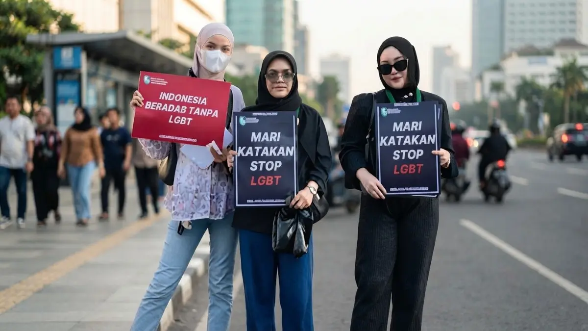etua dan anggota Korps HMI-Wati Balikpapan mengikuti kegiatan edukasi di Jalan 