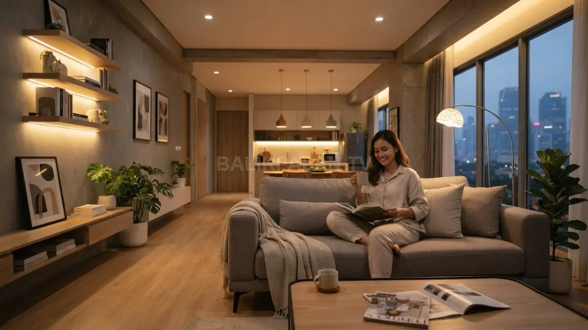 Layered Lighting menghadirkan pencahayaan berlapis dari beberapa sumber, menciptakan ruang nyaman, hangat, estetik, dan fungsional. (BTV/AI)