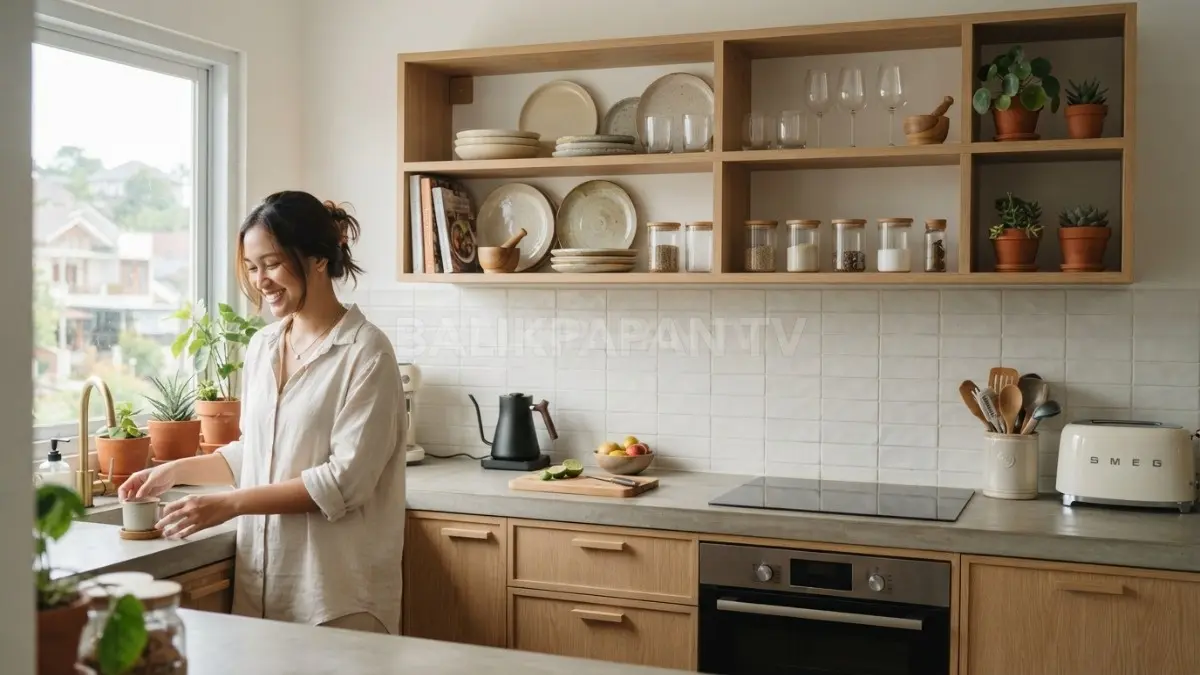 Dapur mungil tetap menarik melalui penataan sederhana yang membuat ruang terasa rapi dan efisien (BTV/Ai)