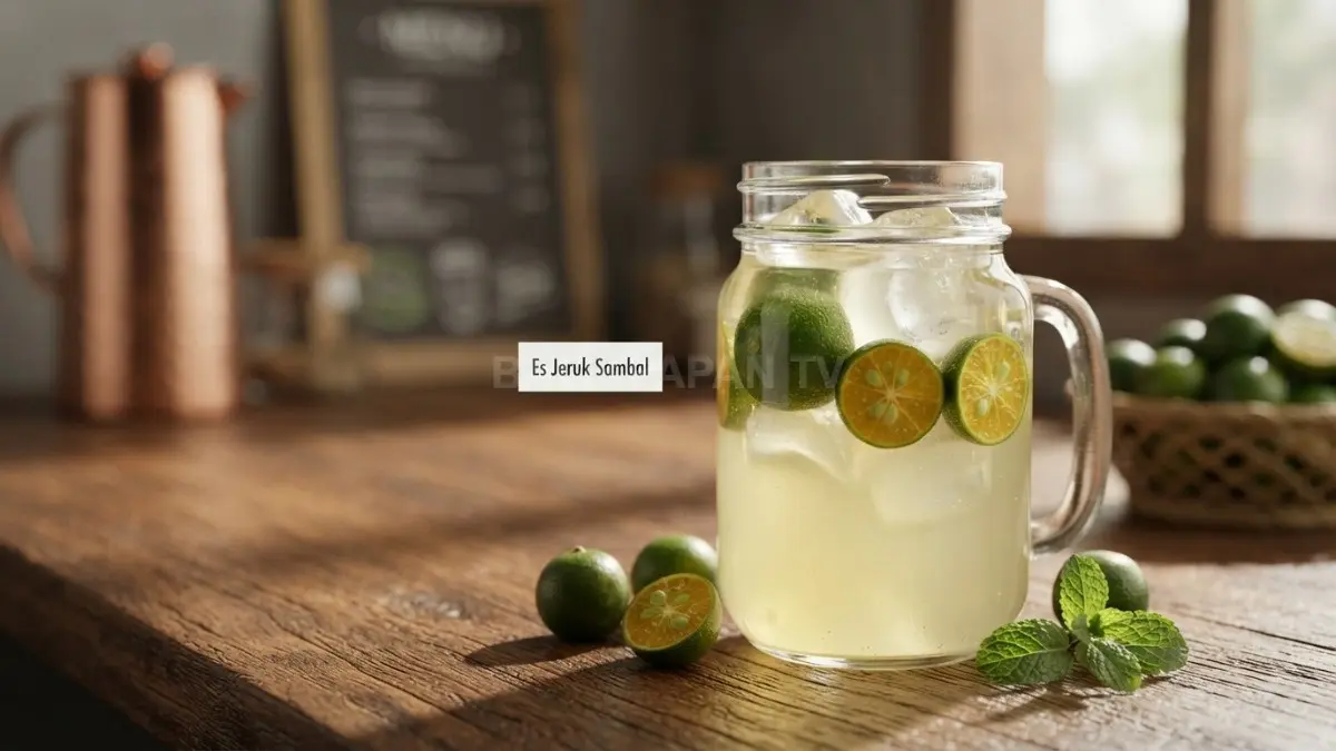 Es Jeruk Sambal khas Pontianak menghadirkan minuman segar dengan cita rasa lokal sederhana dan menyegarkan (BTV/AI)
