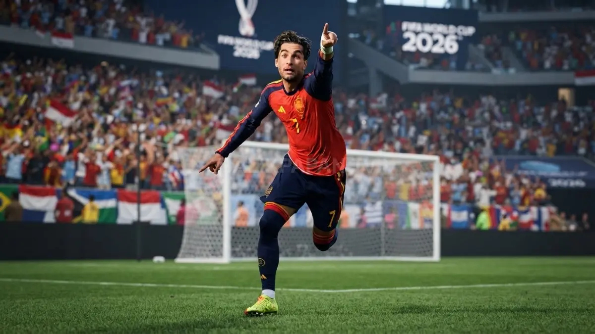 Ferran Torres merayakan gol kemenangan Spanyol pada babak tambahan waktu final Piala Dunia.