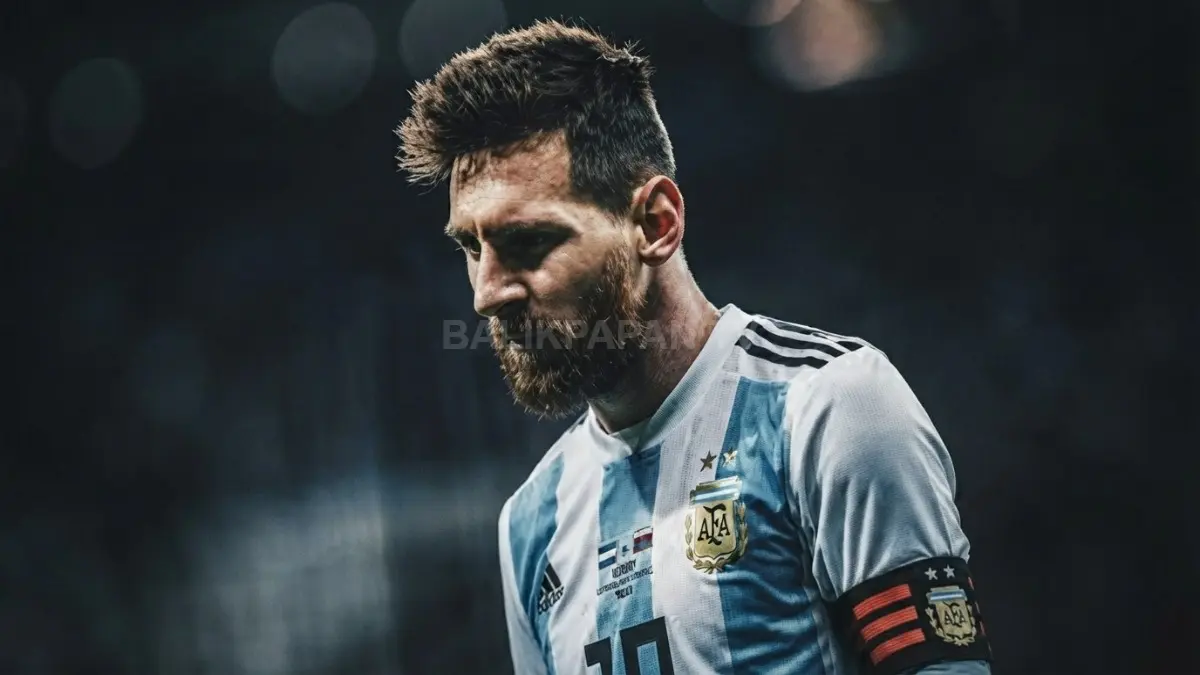 ionel Messi tertunduk usai Argentina kalah pada final Piala Dunia 2026.