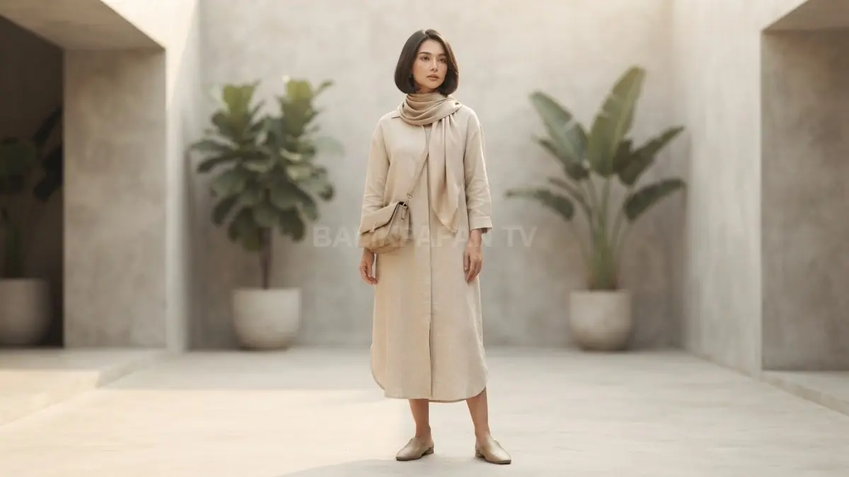 Nuansa beige berlapis menciptakan tampilan hangat, elegan, kasual, dengan gradasi warna lembut dari kepala hingga kaki (BTV/AI)
