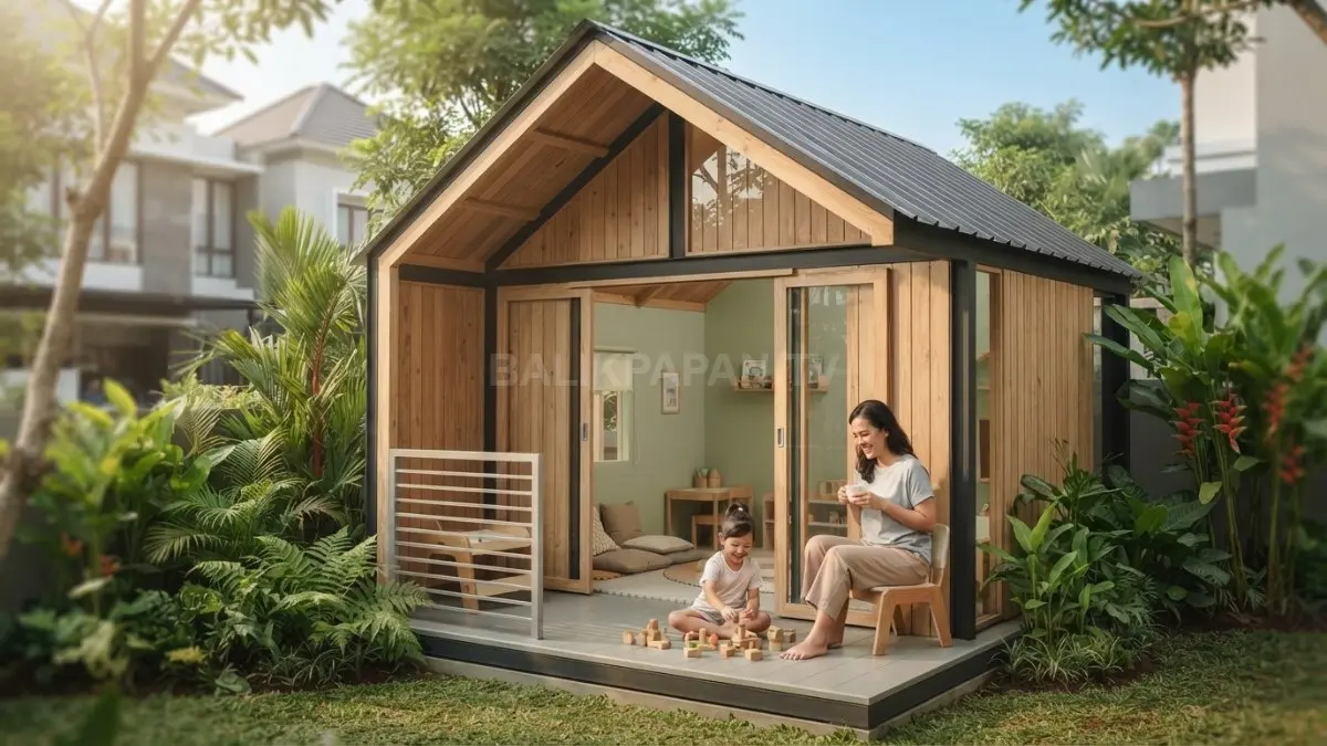 Rumah bermain anak memadukan material aman, desain estetik, lantai antiselip, dan kenyamanan untuk aktivitas bermain (BTV/AI)
