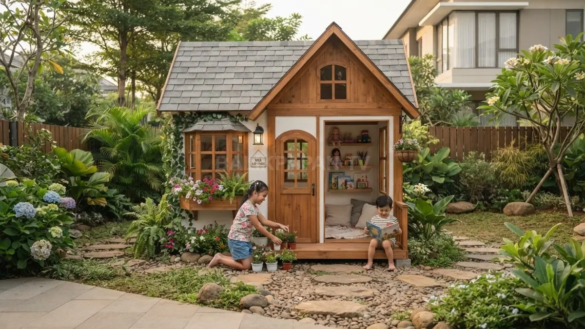 Rumah bermain bergaya cottage minimalis menghadirkan ruang estetik, aman, nyaman, dan kreatif bagi anak setiap hari (BTV/AI)
