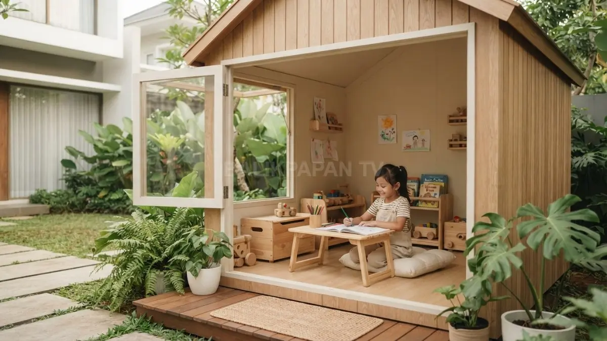Rumah bermain bergaya Japandi menghadirkan ruang estetik, aman, nyaman, dan fungsional untuk aktivitas anak sehari-hari (BTV/AI)
