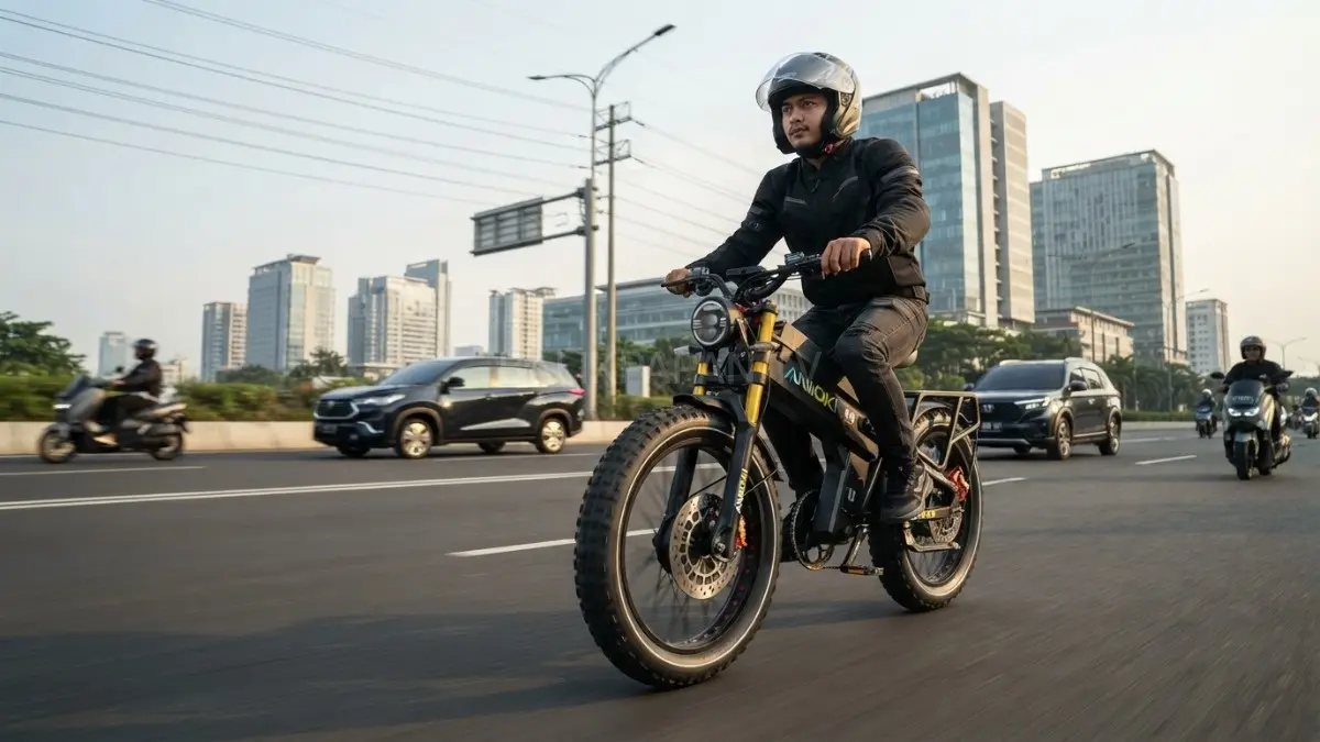 Tampilan Aniioki A9 Pro Max saat diuji di jalan beraspal dengan kecepatan tinggi.(BTV/AI) 