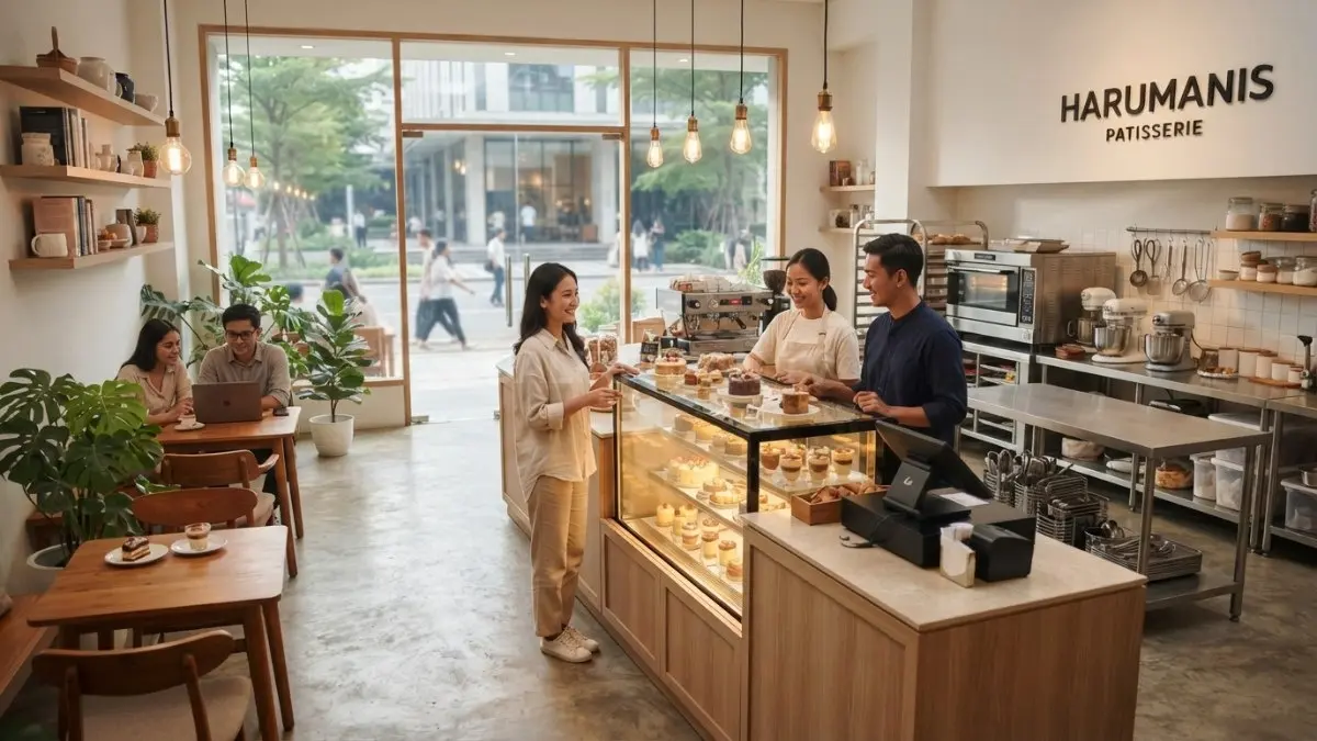 Toko kue minimalis memadukan desain estetis, interior nyaman, dan tata ruang fungsional meningkatkan pengalaman pelanggan berbelanja (BTV/AI)
