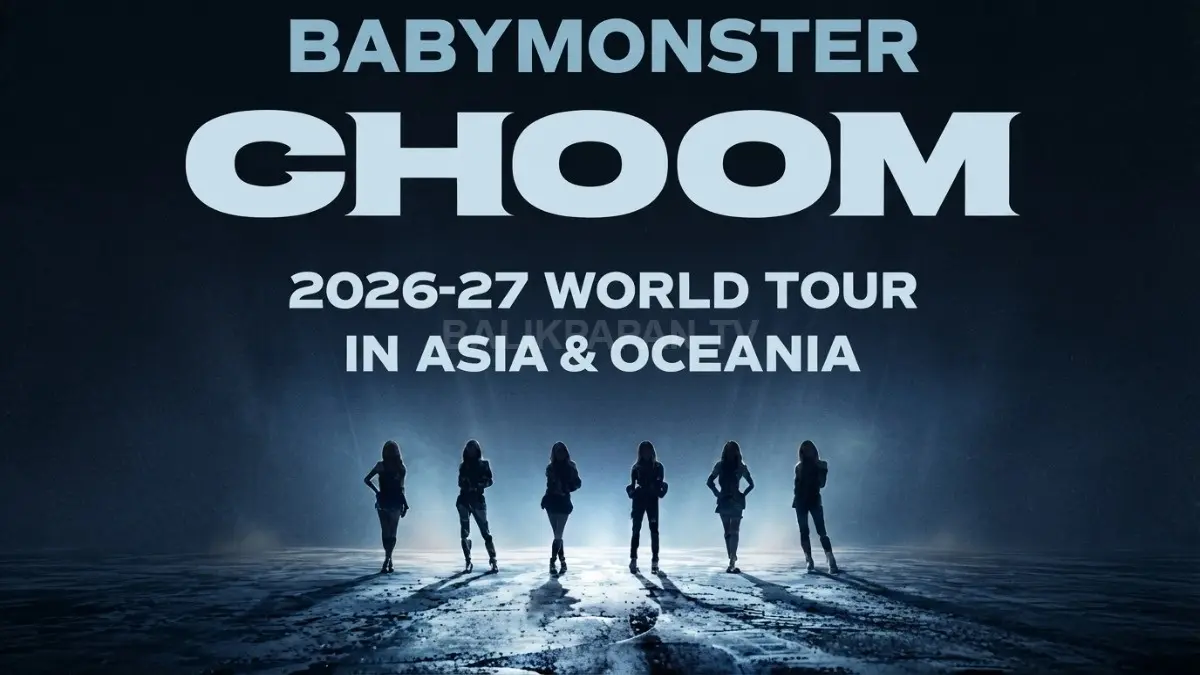 Aksi panggung energik anggota BABYMONSTER saat menyapa penggemar dalam balutan kostum konser yang memukau. (BTV/AI)