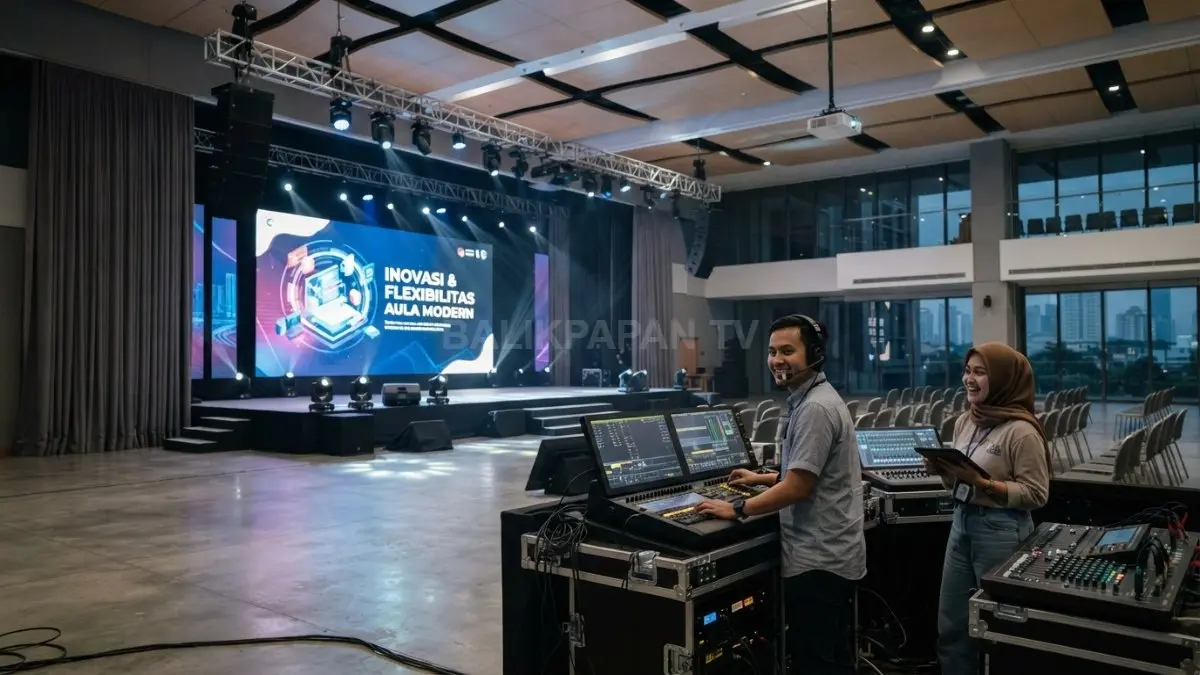 Aula multifungsi menghadirkan latar panggung fleksibel, teknologi modern, dan akustik optimal untuk berbagai jenis acara (BTV/AI)
