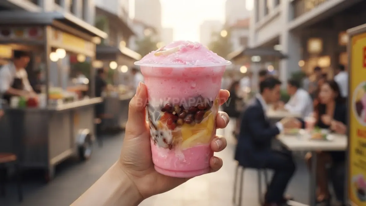 Es Nona khas Kalimantan Barat tampil dengan sirup merah, es segar, dan warisan budaya lokal (BTV/AI)
