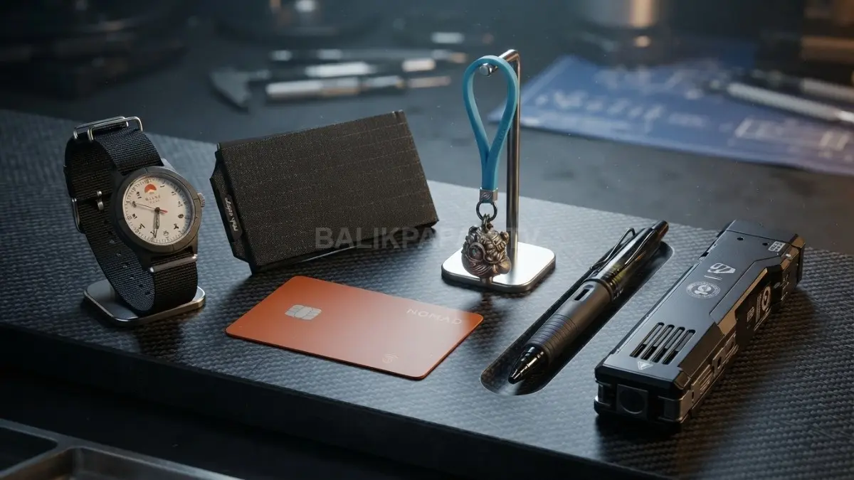 Perangkat EDC minimalis menghadirkan barang harian praktis, fungsional, dan efisien dengan teknologi modern (BTV/AI)

