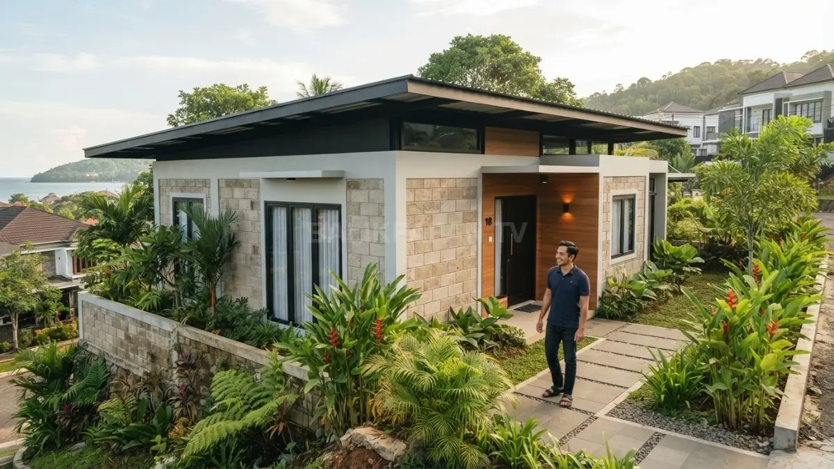 Rumah modern di Balikpapan menggunakan bata ringan, cat anti jamur, dan material tahan lembap agar tetap awet menghadapi iklim tropis. (BTV/AI)