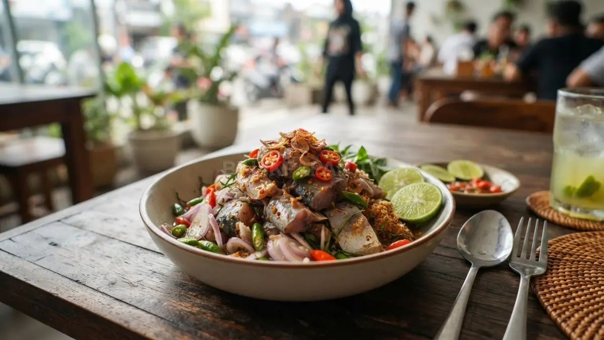 Semangkuk Lawa Ikan khas Kalimantan dengan ikan segar, cabai, bawang merah, jeruk limau, dan rempah lokal yang menggugah selera. (BTV/AI)