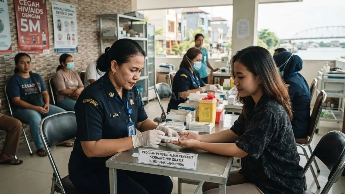 Petugas kesehatan melakukan skrining HIV kepada masyarakat sebagai upaya deteksi dini dan pencegahan penularan berkelanjutan (BTV/AI)