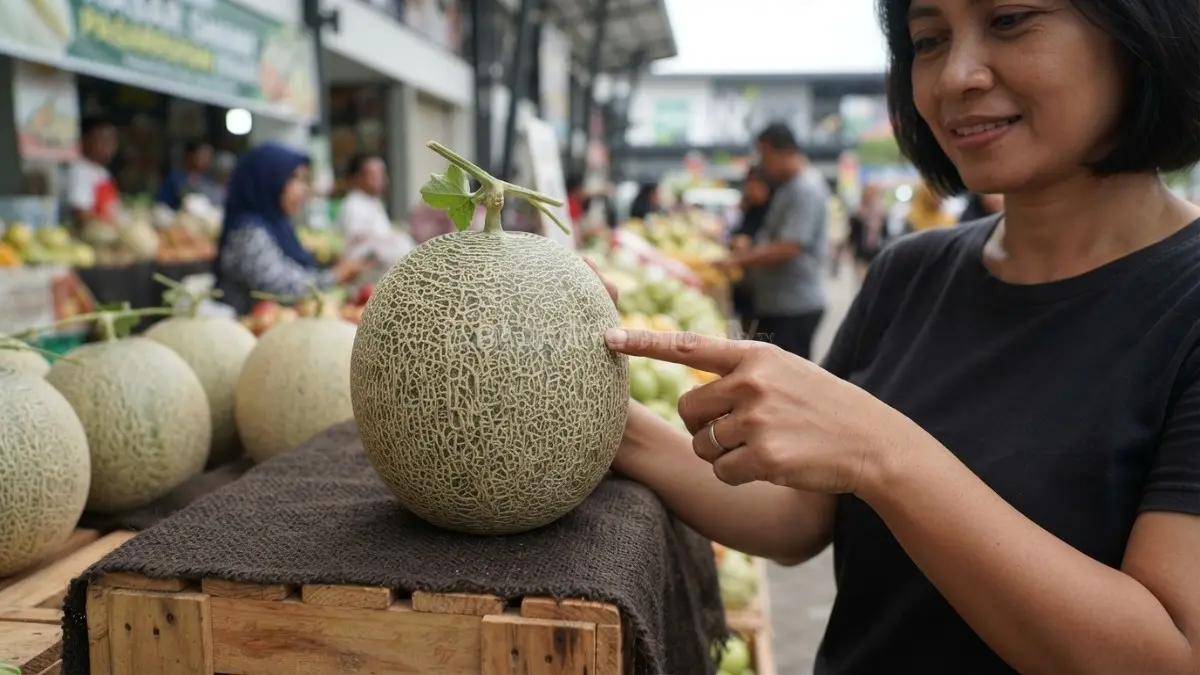 Melon dengan suara beresonansi dapat menjadi petunjuk kematangan, ditambah aroma manis sebagai tanda kesegaran. (BTV/Ai)

