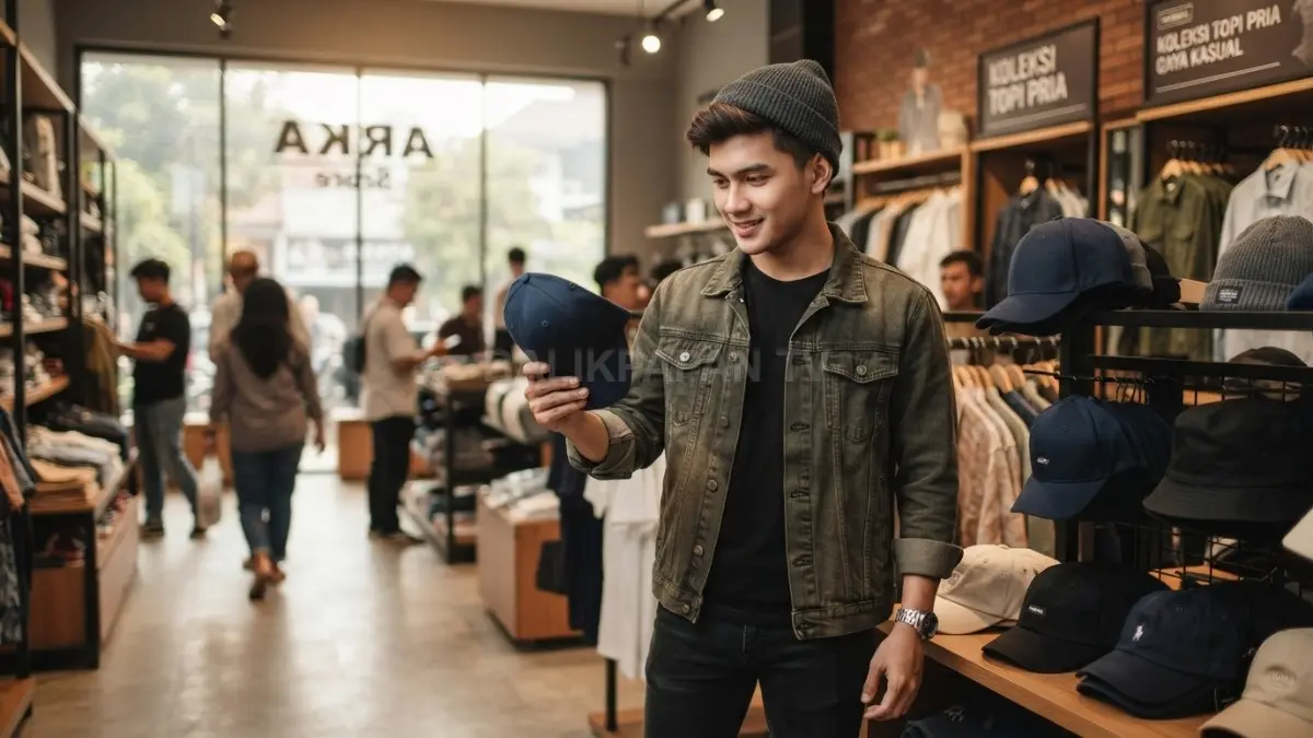 Pria memilih topi sesuai bentuk wajah dan outfit kasual untuk penampilan proporsional, nyaman, serta stylish (BTV/AI)

