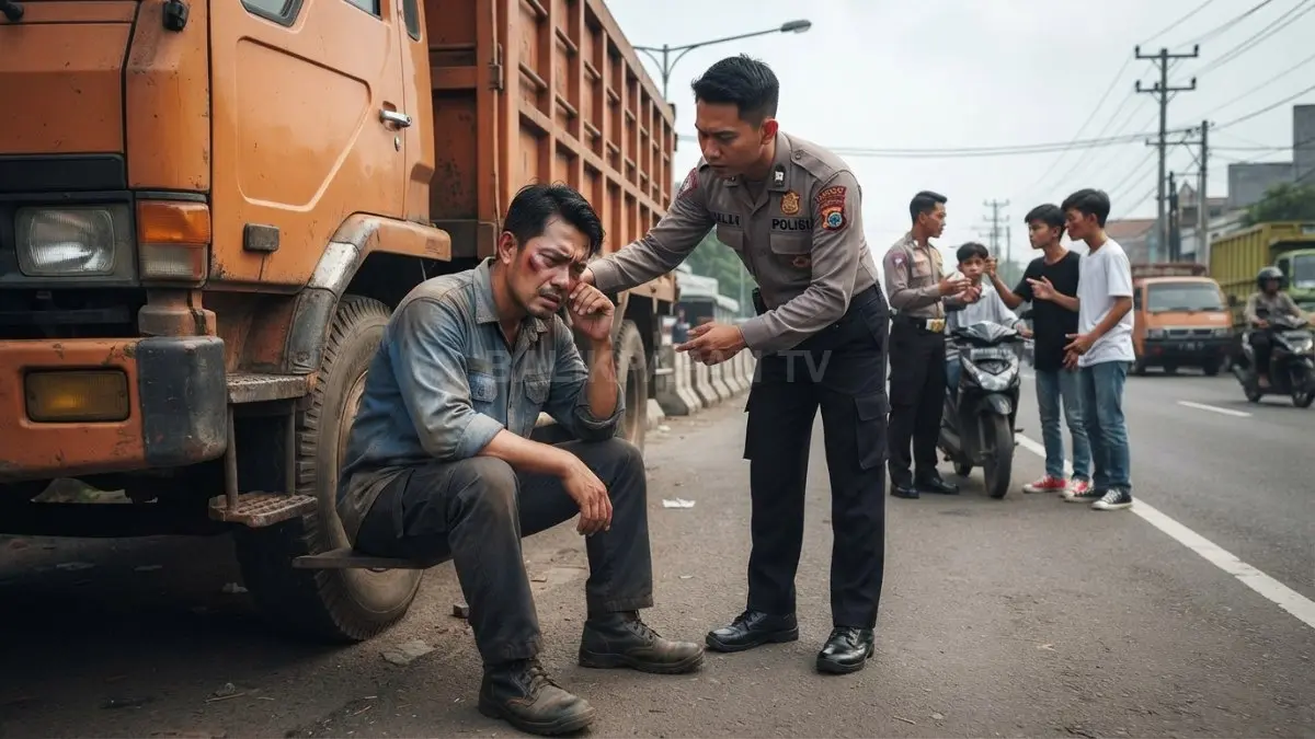 Sopir online menjadi korban pengeroyokan usai berupaya melerai perkelahian remaja di Balikpapan Timur malam. (BTV/AI)