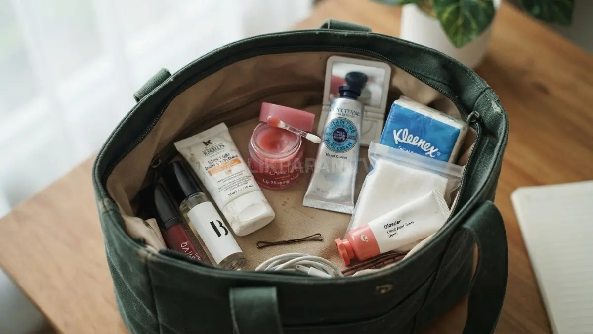 Isi tas dapat menggambarkan kebiasaan beauty melalui pilihan produk yang mendukung perawatan, kenyamanan, dan kebutuhan harian seseorang. (BTV/Ai)
