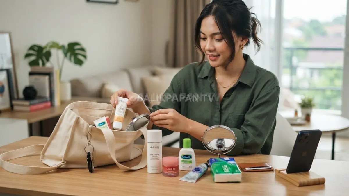 Memilih isi tas beauty yang efektif perlu disesuaikan dengan aktivitas, kebutuhan kulit, dan fungsi utama setiap produk. (BTV/Ai)

