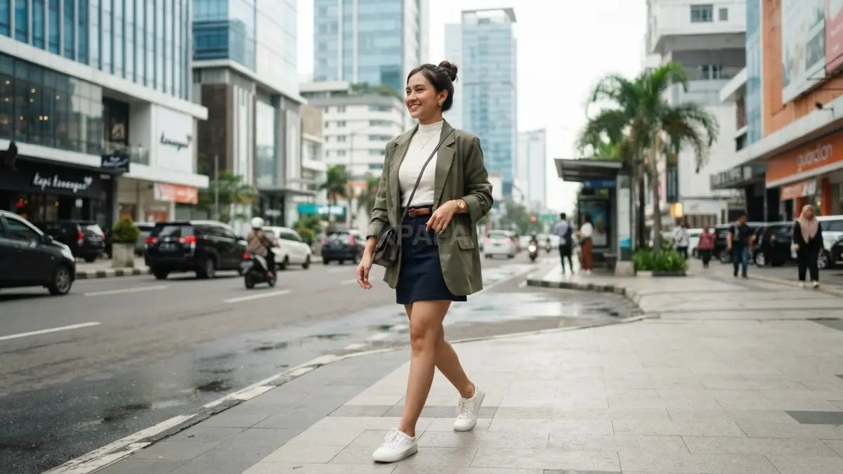 Outfit feminin dan tomboy dipadukan sesuai aktivitas, kenyamanan, proporsi tubuh, serta gaya modern sehari-hari (BTV/AI)