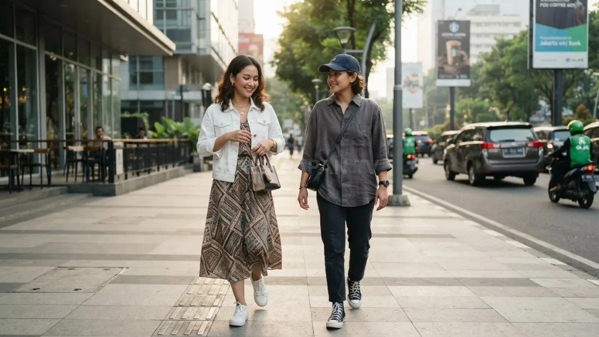 Outfit feminin dan tomboy memadukan gaya, kenyamanan, serta item klasik untuk aktivitas harian modern yang praktis (BTV/AI)