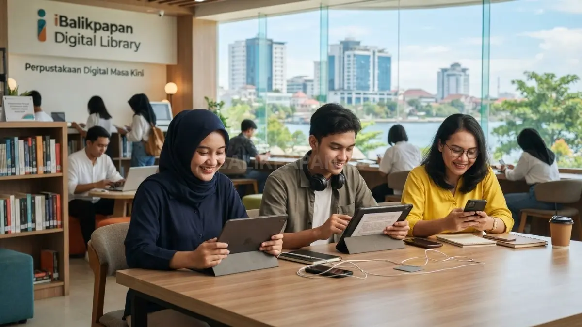 Pengunjung memenuhi Perpustakaan Balikpapan sebagai ruang belajar literasi kolaborasi inklusif bagi masyarakat sepanjang hayat bersama (BTV/AI)