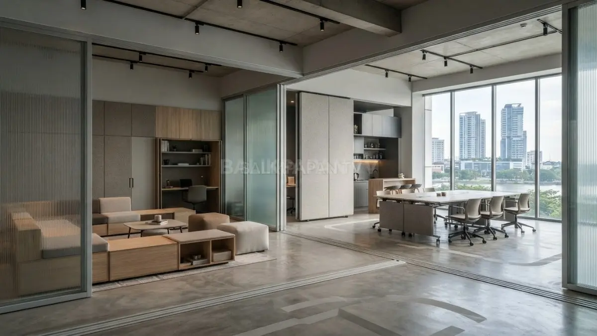 Ruang multifungsi memungkinkan satu area digunakan untuk berbagai aktivitas melalui desain furnitur dan tata ruang yang adaptif. (BTV/Ai)
